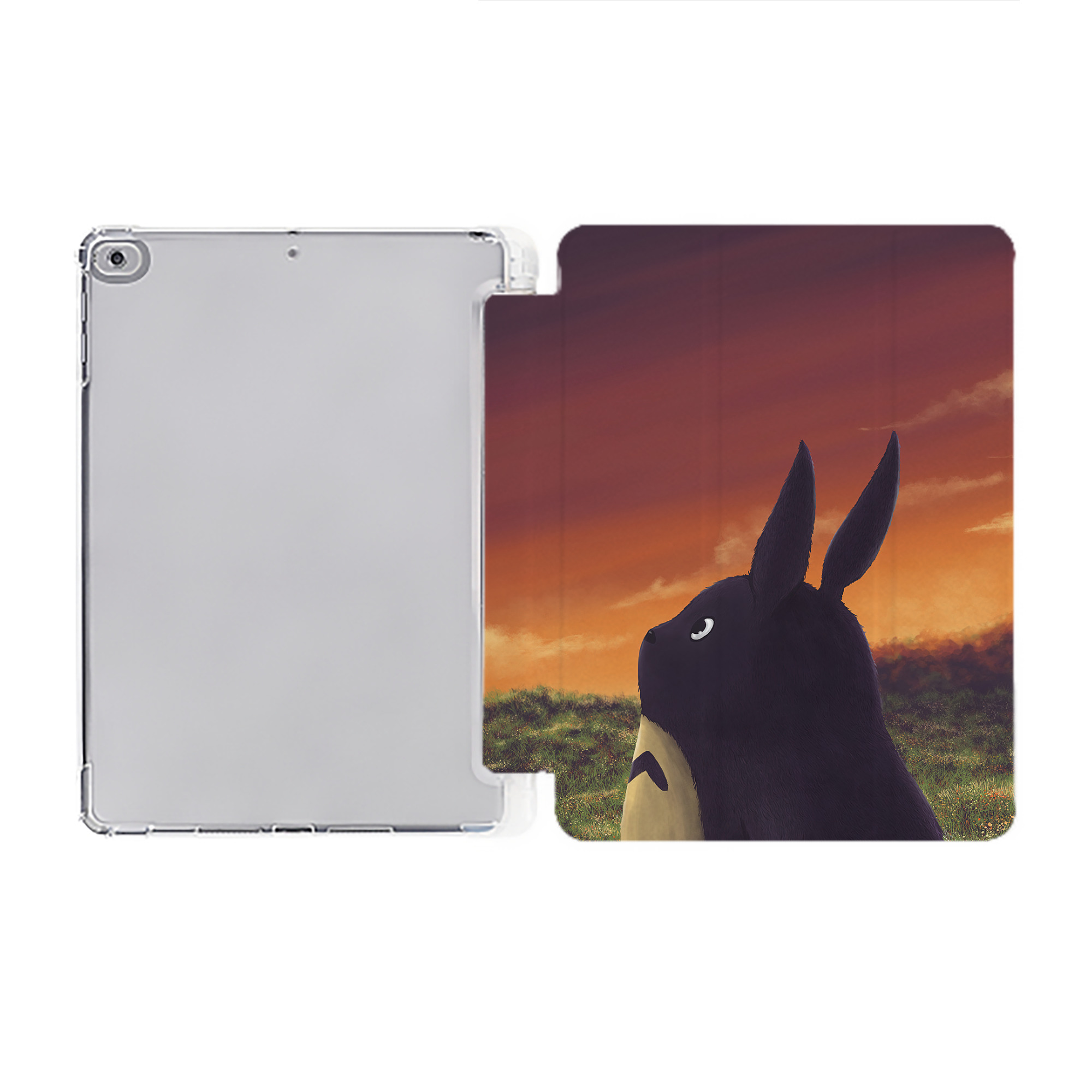 （画像用） となりのトトロ 草壁メイ 草壁サツキ My Neighbor Totoro Satsuki Kusakabe Mei Kusakabe IPad ケース ペン収納付き 三つ折りスタンド PUレザー×シリコン 対応機種9.5/10.5/10.9インチ